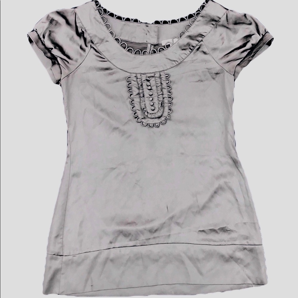 Ann Taylor Silver Satin blouse
